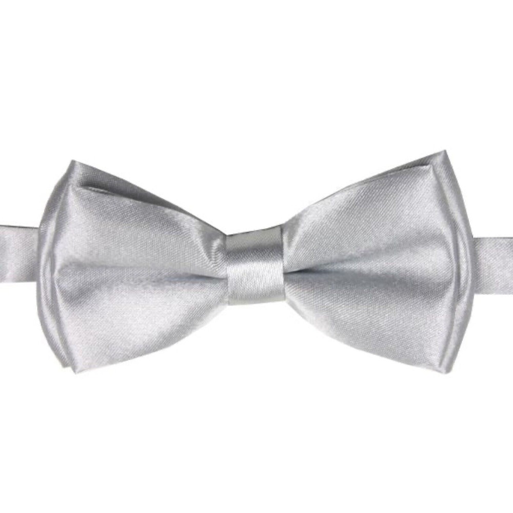 Silver Children's Size Bow Tie Adjustable neck from 12" to 23"